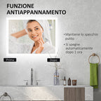Kleankin Bathroom Mirror Led anti -expulsion with 3 colors and adjustable brightness, in metal and glass, 80x60x3 cm - Borgè