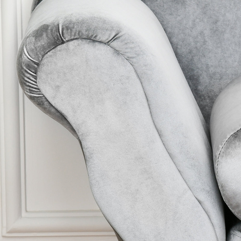 Chaise Longue padded with pillow included in metal and Grey velvet 160x56x75 cm - Borgè