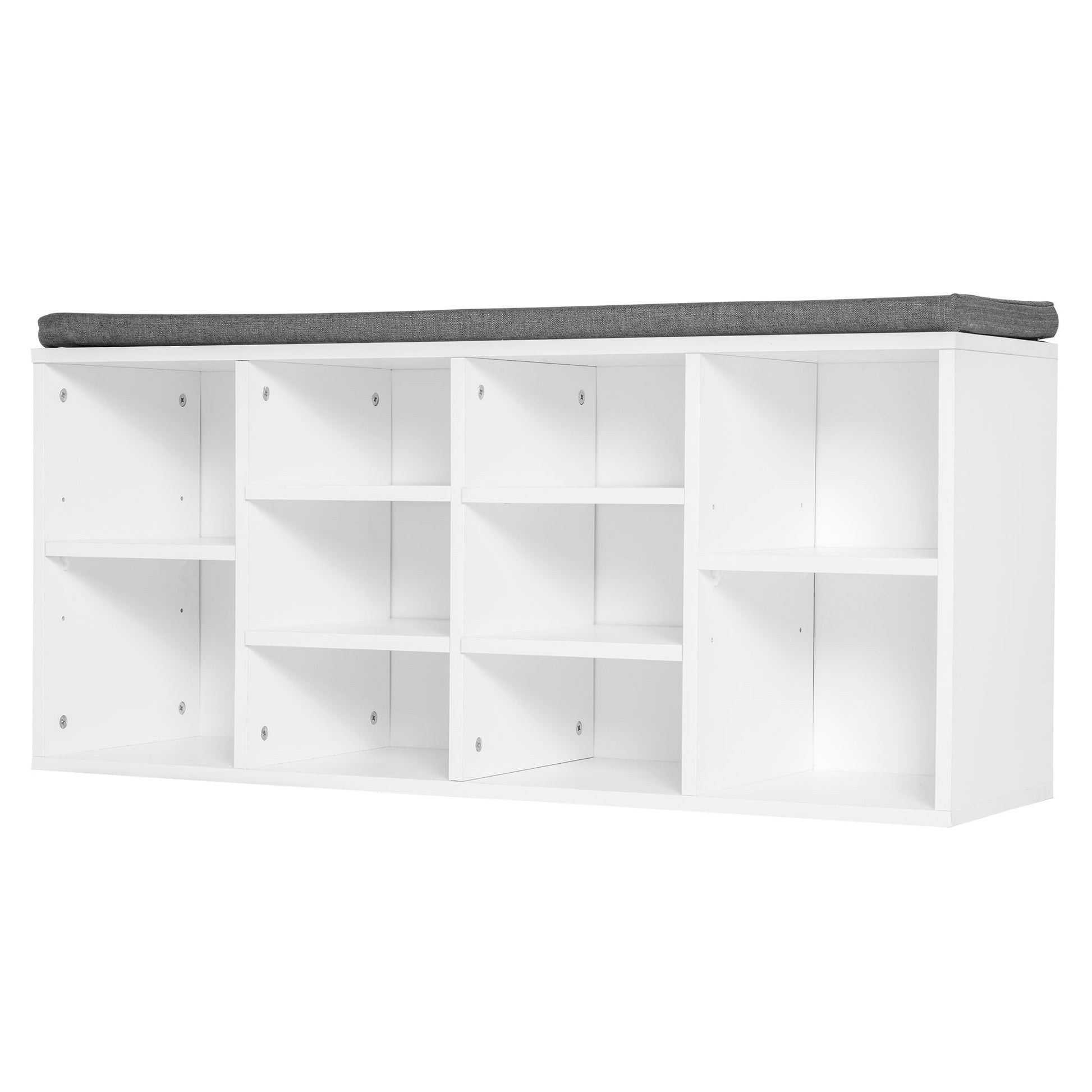 Bench Scarpper with adjustable shelves in white and Grey wood, 104x30x48cm - Borgè