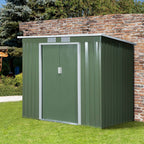 Steel Garden House with Double Sliding Door and air intakes, 213x130x173 cm, green - Borge' Group Limited