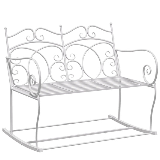 Outsunny outer rocking bench, 2 seater rocking of Garden Garden Shabby style in metal 103 x 74.5 x 88cm, white - Borgè