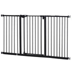 Dog Gate for Pets 3 Extensions Adjustable Width Up to 147.5cm Automatic Closing, Black - Borge' Group Limited