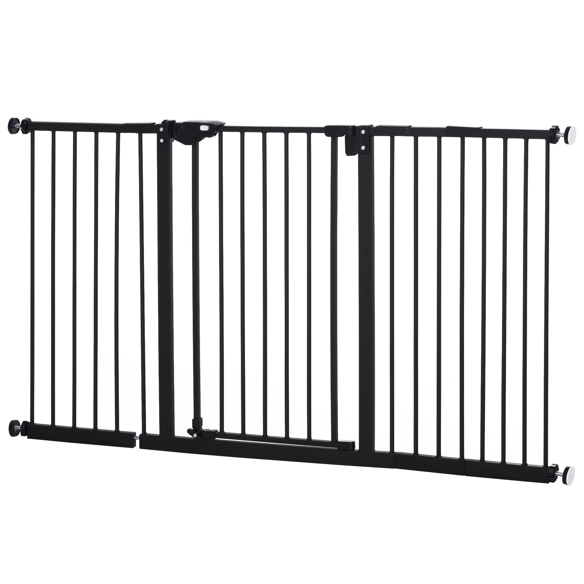 Dog Gate for Pets 3 Extensions Adjustable Width Up to 147.5cm Automatic Closing, Black - Borge' Group Limited
