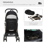 Foldable Dog Stroller with Removable Carrier and Canopy, 82x49. 5x98cm, Black - Borge' Group Limited