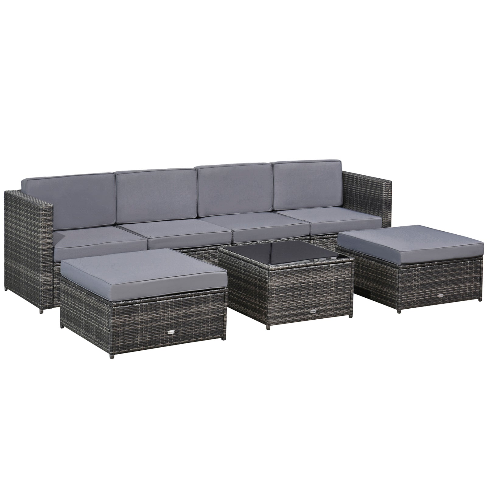 KELLY | 7 Pcs Rattan Set for Outdoor with Grey Cushions - Borgè