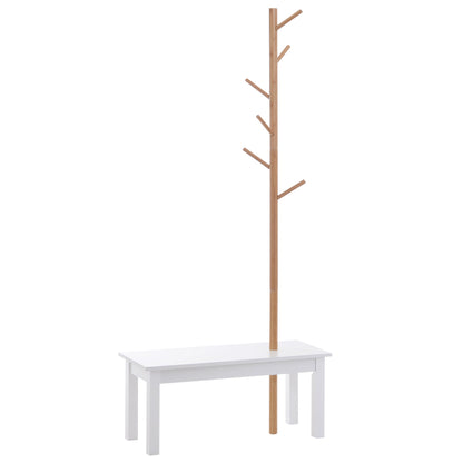 bench with bamboo hangers, white and wood color, 80x30x180cm - Borgè