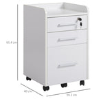 White Wooden Office Drawer with keys and 3 drawers - Borgè