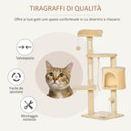 Beige Cat Tree for cats with Scratch Pole , 40x40x114cm - Borge' Group Limited