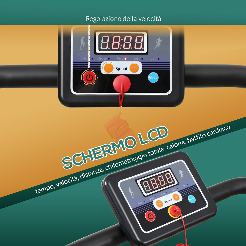 Folding Electric Treadmill Space-Saving and Quiet with Adjustable Speed 1-10km/h and LCD Screen, for Home and Office, 500W, Black - Borge' Group Limited