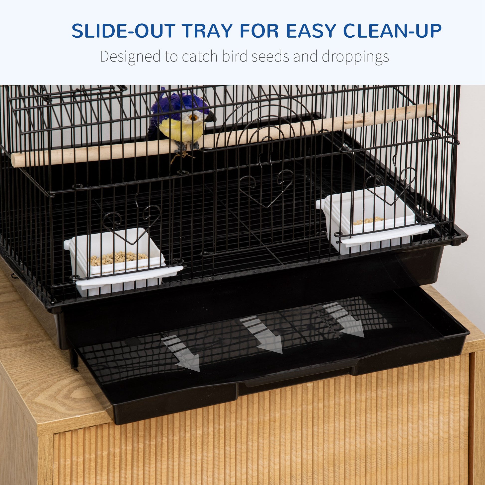 Pawhut bird cage with transport handle and removable tray, in metal and plastic, 50.5x41x63 cm, black - Borgè