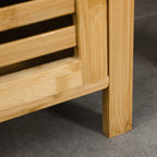 kleankin bamboo bathroom cabinet with 2 open shelves and 2 -level locker, 32.9x29.9x120 cm - Borgè