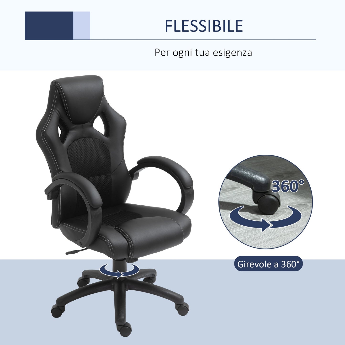 Gaming style office chair, black - Borgè