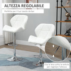 Set 2 swivel bar stools with adjustable height, similar coating and round base - white - Borgè