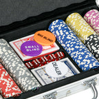 SportNow Set Poker for 7-8 players with 300 chips, 2 decks of cards and 5 dice, aluminum and polyester - Borgè