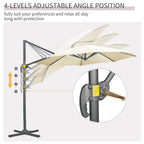 3x2.5m Off-center Garden Umbrella with Adjustable Angle and 360° Rotatable, Cream - Borge' Group Limited