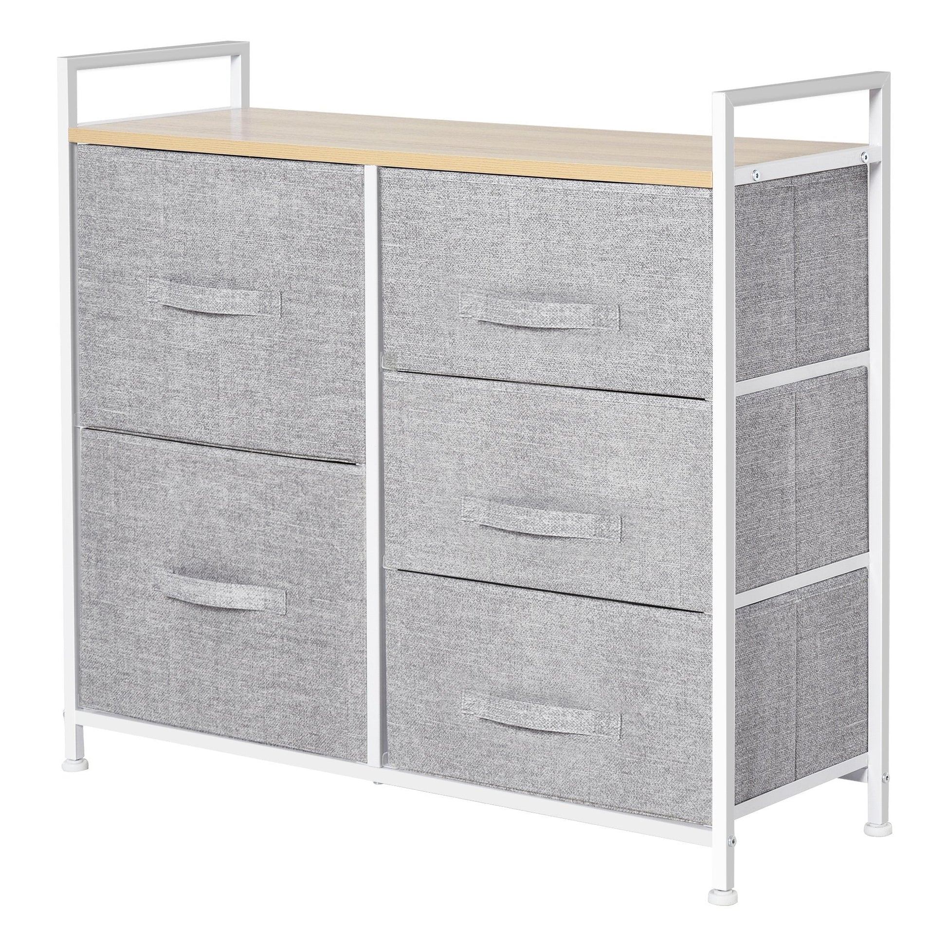 chest of drawers with 5 folding and removable drawers in Grey fabric - Borgè