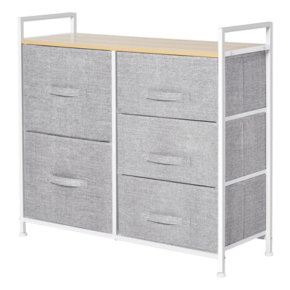 chest of drawers with 5 folding and removable drawers in Grey fabric - Borgè