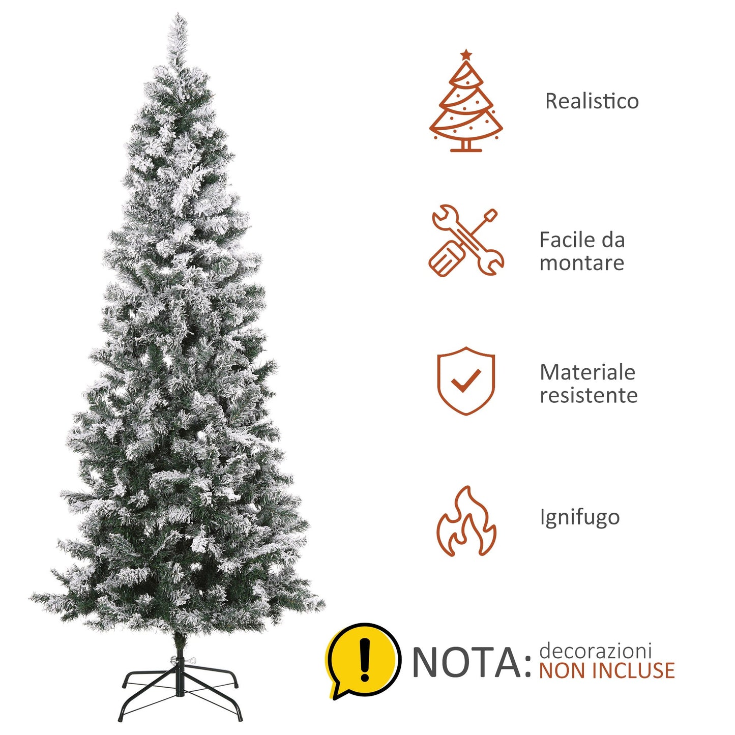 Christmas Tree | Artificial Christmas Tree 210 cm with 631 Realistic Plastic Branches, Snowy Christmas Tree with Foldable Metal Base, Christmas Decorations, Green - Borgè