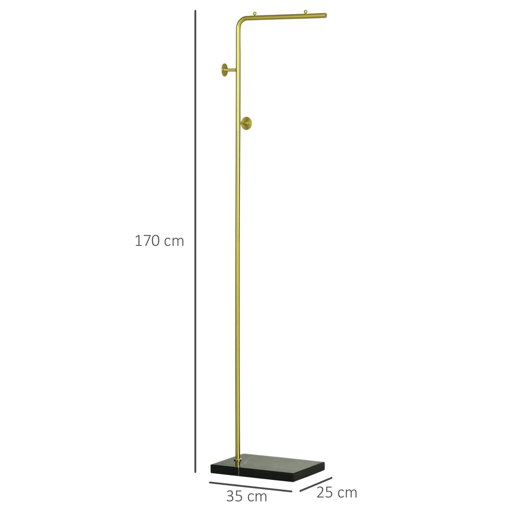 beams with 2 hooks for entrance, bedroom and living room in metal and marble, 35x25x170 cm, gold and black - Borgè