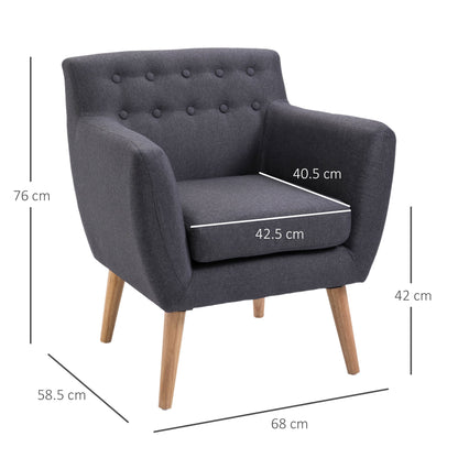 Nordic style armchair in dark Grey fabric, 68x58.5x76cm - Borgè