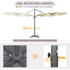 3x2.5m Off-center Garden Umbrella with Adjustable Angle and 360° Rotatable, Cream - Borge' Group Limited