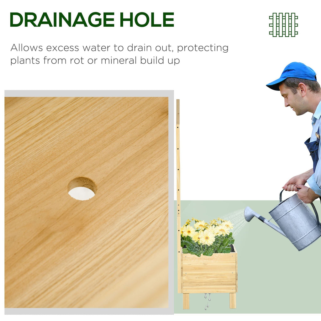 Outdoor Planter in Fir Wood with Trellis and Drainage Holes, 90x43x150 cm - Borge' Group Limited