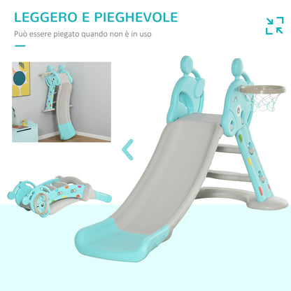 slide for children with basketball basketball for interior and outdoor in PP and HDPE, age 2-4 years, Grey and blue - Borgè