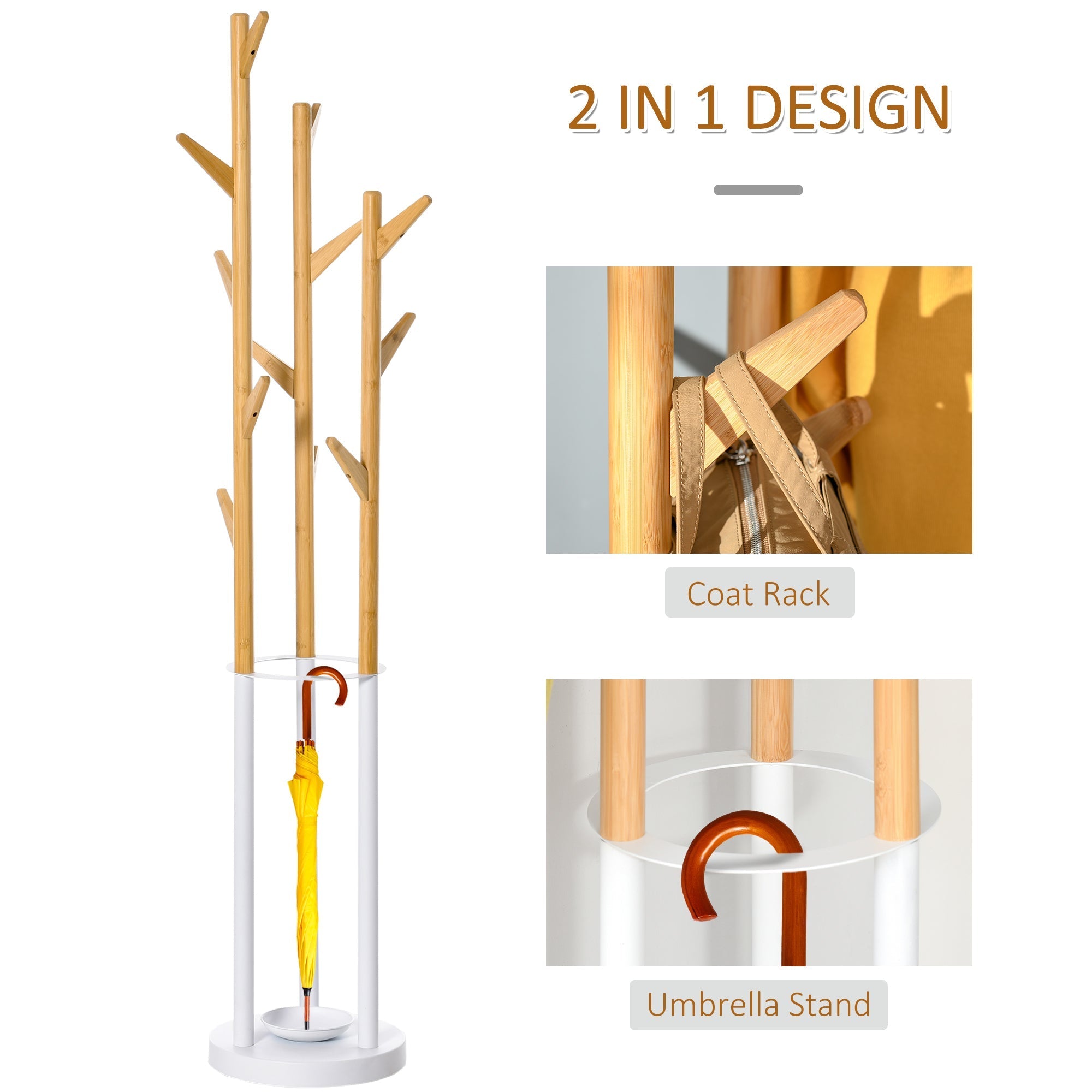bends from the ground with napkin holders and 13 hooks, metal and bamboo, wood and white - Borgè