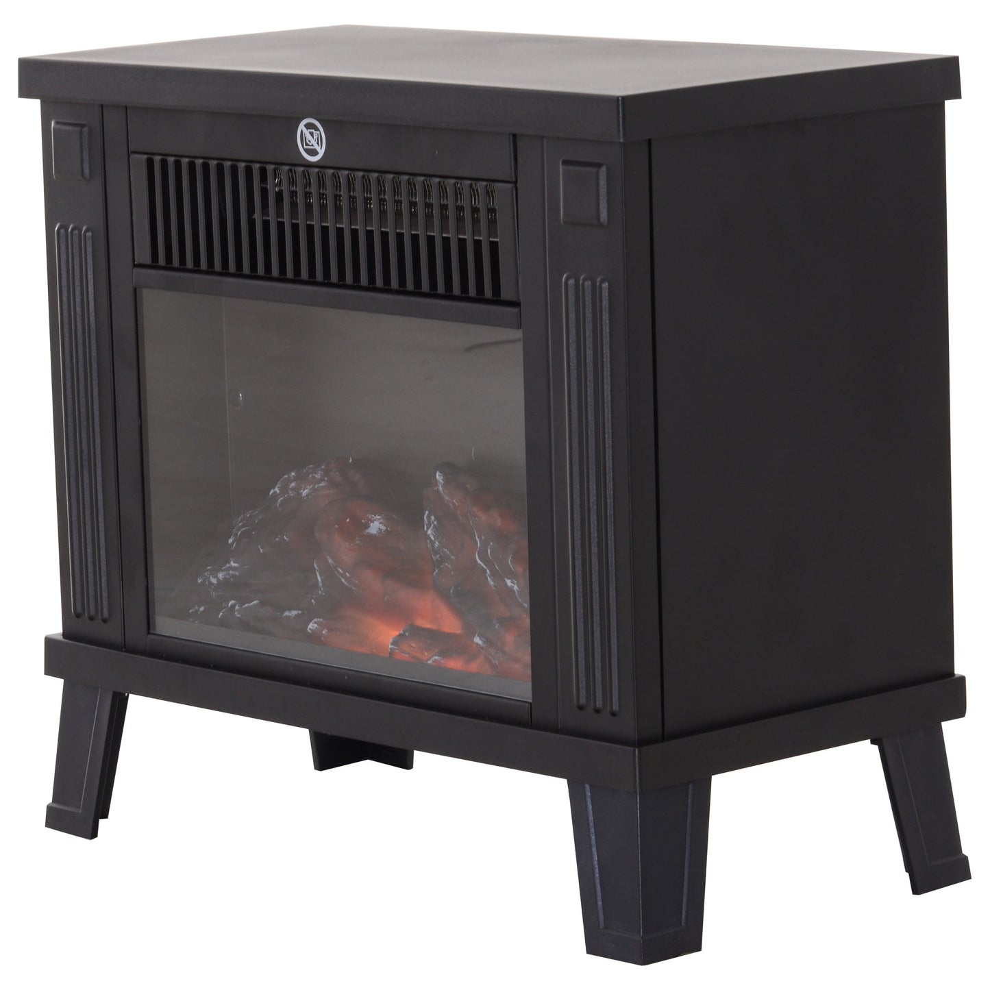 Modern Floor Standing Electric Fireplace Power 600W/1200W with Flame Effect 34 x 17 x 31cm Black - Borgè