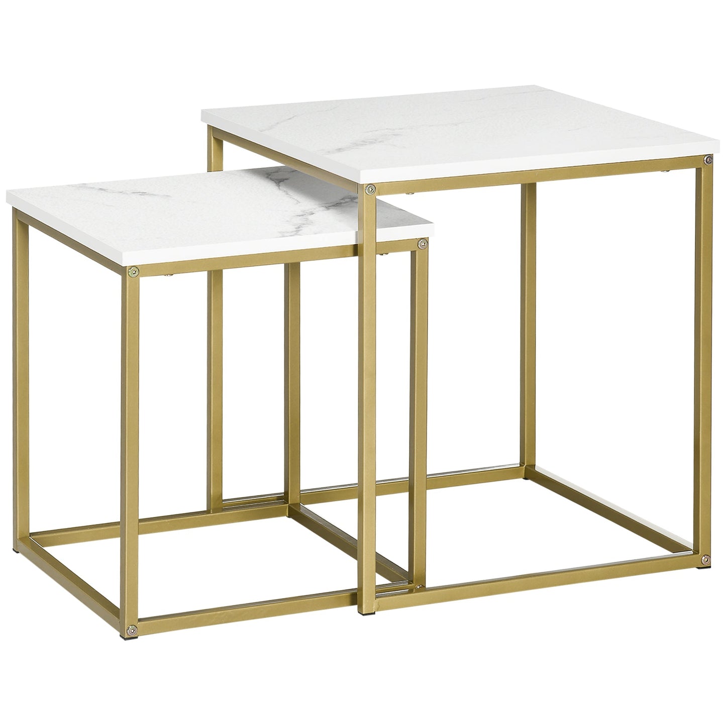 CUBE | White and Gold Marble Set of 2 Living room / Coffee Table