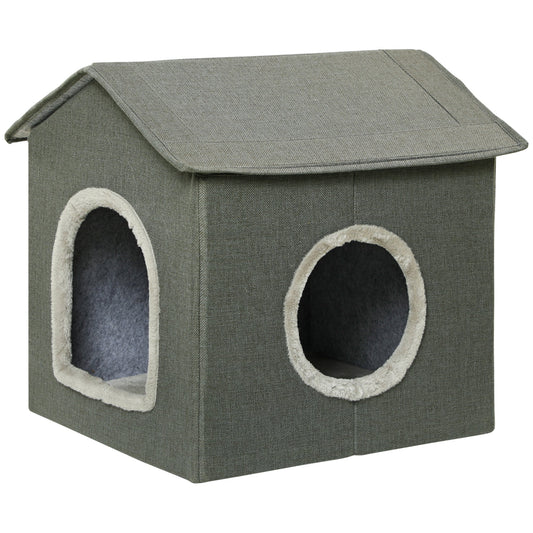 PAWHUT Cats for cats with washable cushions 2 entrances, 39x43.5x40.5cm Grey - Borgè