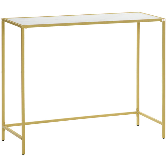 Mobile input console in steel and tempered glass, 100x35.5x80cm, white and gold - Borgè