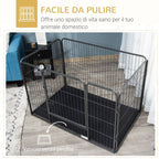 Pawhut box for dogs metal fence for animals with 4 panels, door with double block and tray on the bottom, 125x78x80cm, Grey - Borgè