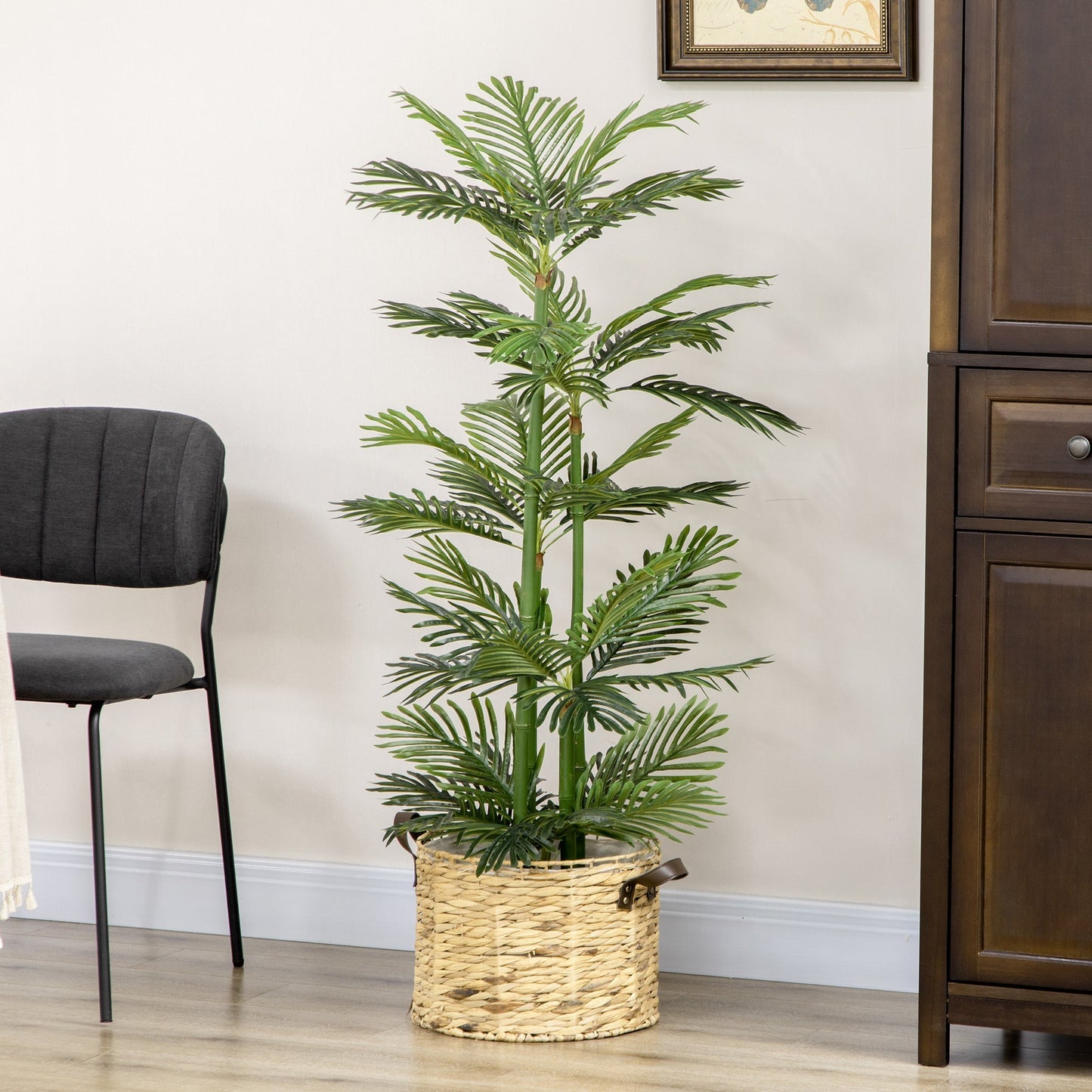 Artificial Palm Plan from 140 cm to 45 leaves and 5 branches with Ø15x12 cm pot, for interiors and outdoors, green - Borgè