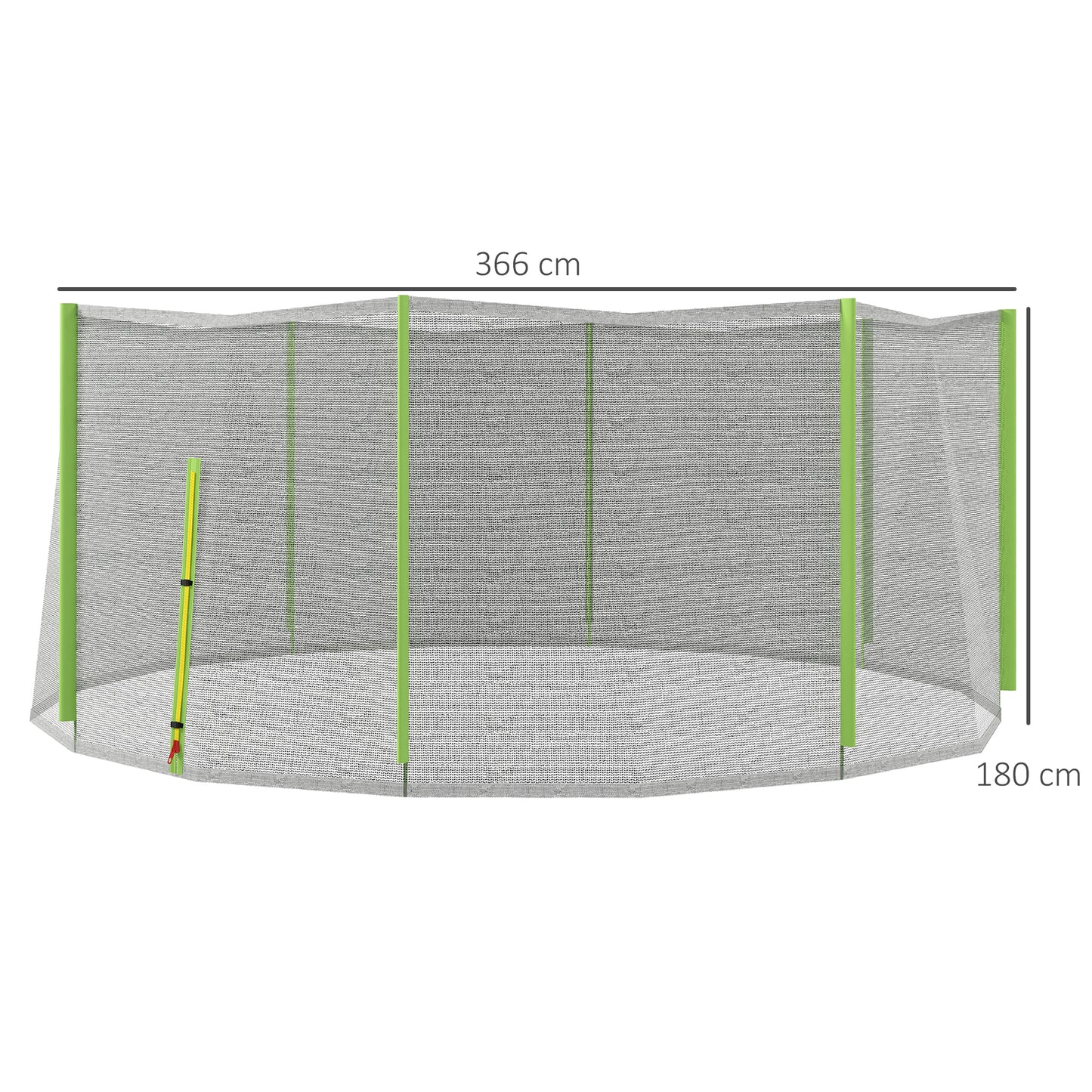 SportNow protection network for 6 -pole trampolines with hinged entrance, in PE, Ã˜366x180 cm, black and green - Borgè