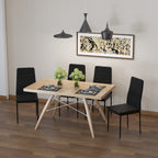 Set 4 Padded Modern Style Chairs in Metal and Fabric - Black - Borgè