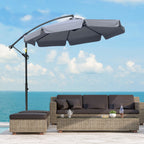 2.7x2.7 m Garden Umbrella with Metal Arm and Adjustable Polyester Canopy and Crank Opening, Grey - Borge' Group Limited