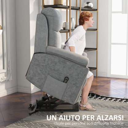 Grey Reclinable Lifting Armchair with footrests and massage points| 83x89x102 cm - Borgè