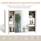Kleankin 3 doors wall unit with octal with oak mirror 90x60x13.5 cm - Borgè