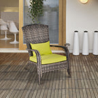 Adironrack Garden Chair with Armrests and Cushions, Rattan and Steel Chair for Indoor and Outdoor Use, 64x80x90 cm, Green - Borge' Group Limited