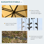 Garden Gazebo 3x3m with Mosquito Net, Steel Frame and Double Roof, Beige - Borge' Group Limited