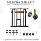 Push Fit Dog Gate, Extendable 74-80cm with Automatic Closure, Black - Borge' Group Limited