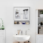 Kleankin Bathroom wall cabinet with white mirror 56 x 13 x 58cm - Borgè