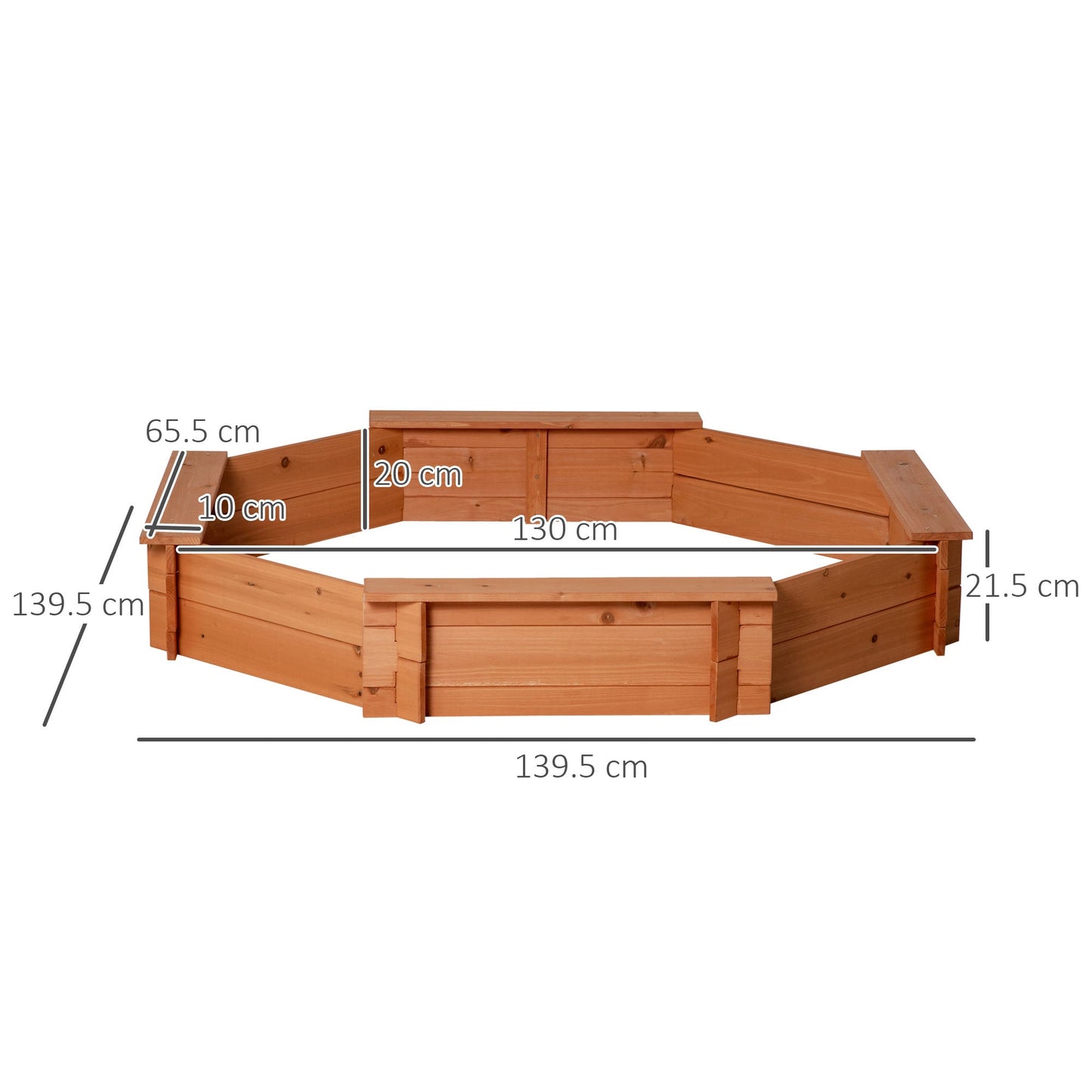 Outsunny Sabbiera for children in wood with seats and coverage, age 3-8 years, 139.5x139.5x21.5cm - Borgè