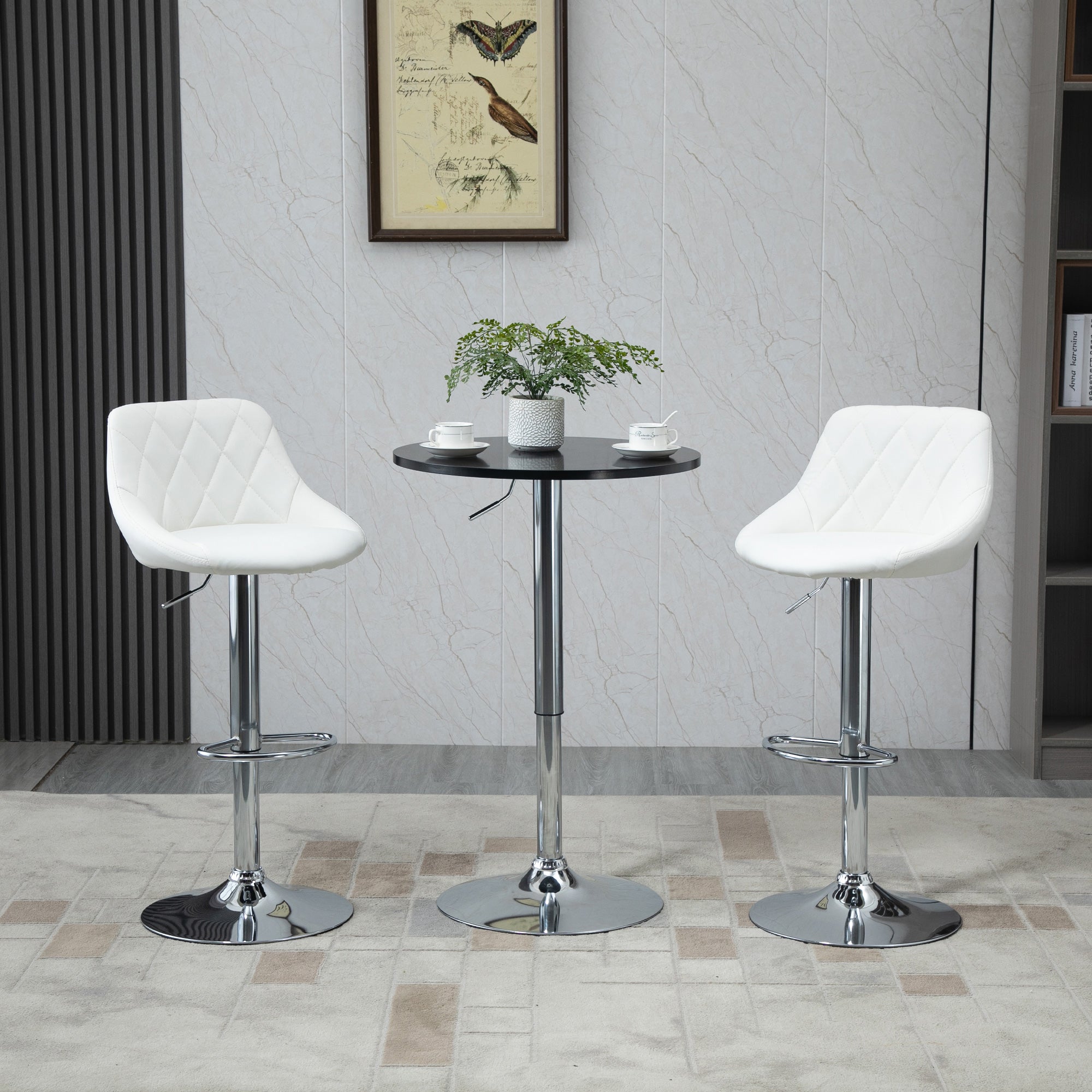 set 2 swivel design bar stools with adjustable height - white - Borgè