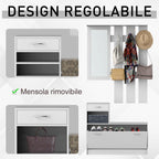 Homcom Modern Entry Mobile Wardrobe Set AppendaBiti, Mirror and Scarp 3 in 1, in white wood - Borgè