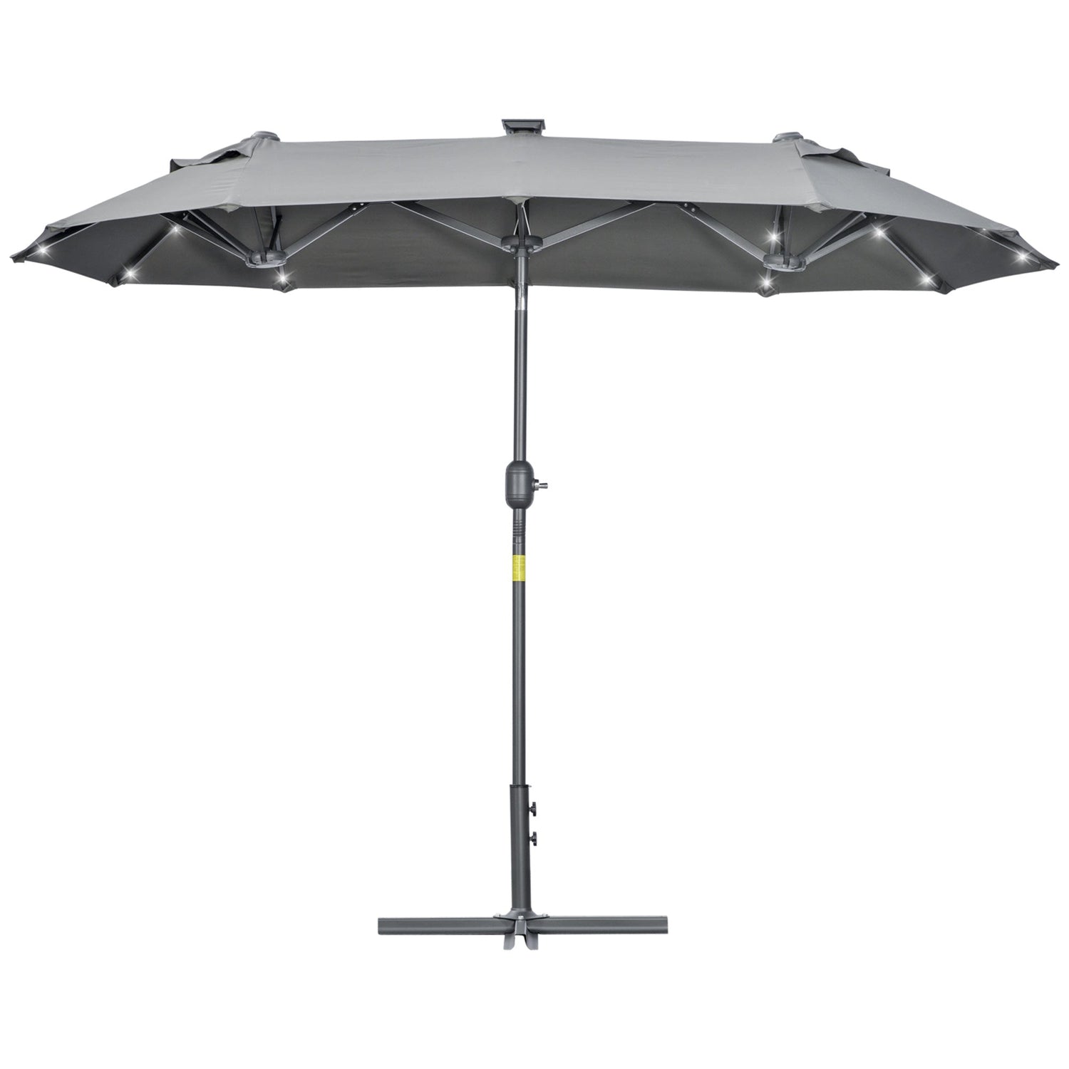 Grey Double Umbrella with base | 295x150x219cm, Grey - Borgè