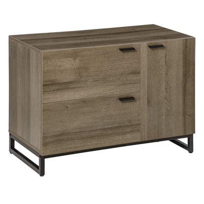 Modern Credenza for living room or kitchen, multipurpose wooden and metal cabinet with 2 drawers and locker