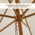 Outsunny umbrella M from garden 2x3 in lacquered wood with removable cover, white - Borgè