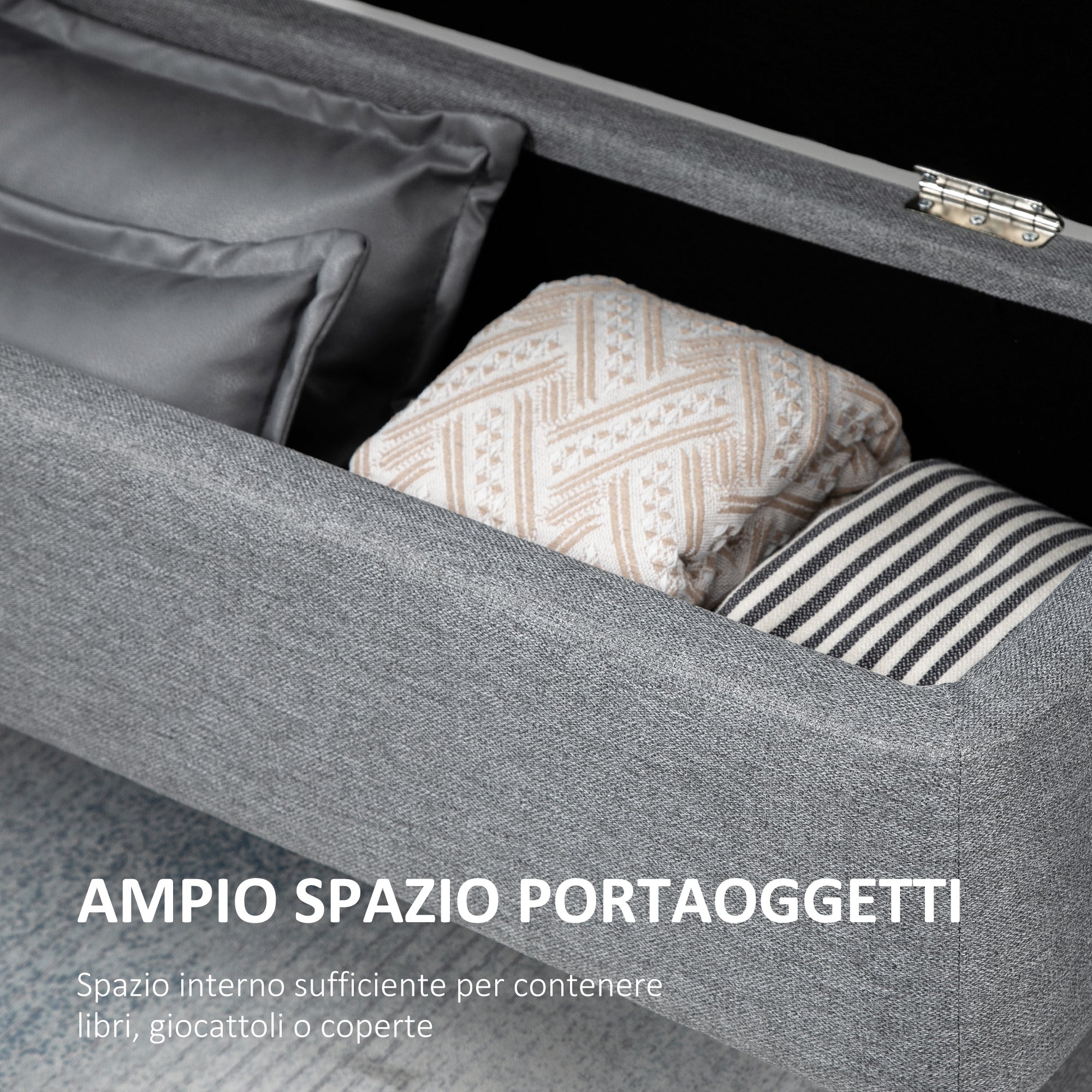 Homcom Bench container in velvet effect fabric, per room, living room and entrance, 101x38.5x44.5 cm, gray - Borgè